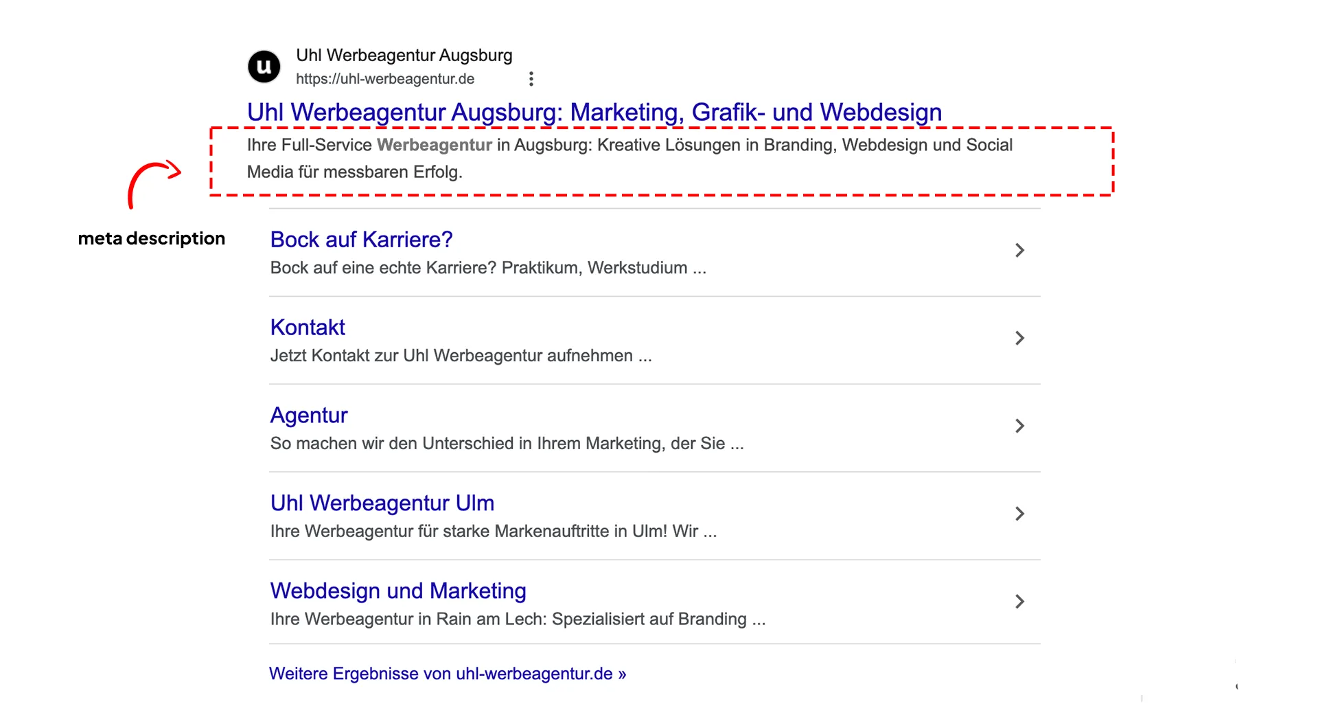 Meta Description Beispiel für SEO Snippet in Google
